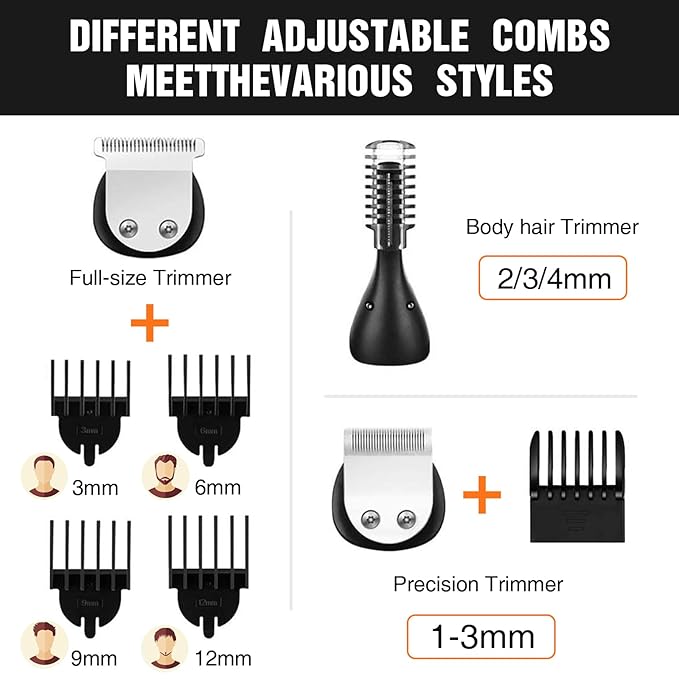 MIKLIFE Hair Trimmers, 6 in 1 Kit Rechargeable