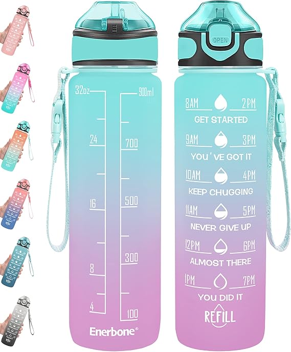 Time Marked Water Bottle for Fitness Gym Outdoor