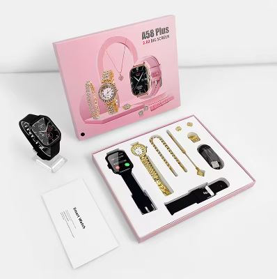 A58 Plus Smart Watch & Jewellery Combo