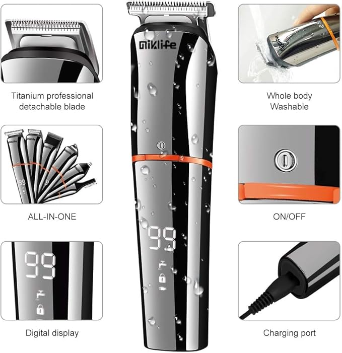 MIKLIFE Hair Trimmers, 6 in 1 Kit Rechargeable