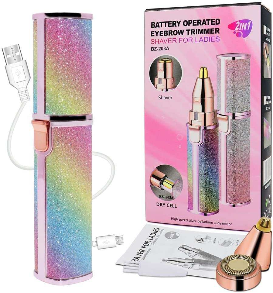 Eyebrow Trimmer 2 In 1 Painless Brow Shaver Hair Remover Battery Operated Eyebrow Trimmer Facial Hair Remover
