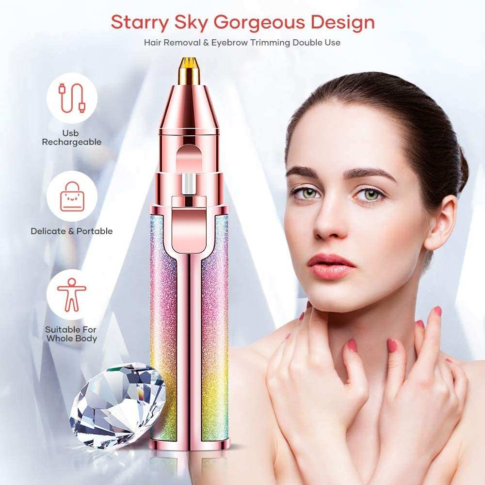 Eyebrow Trimmer 2 In 1 Painless Brow Shaver Hair Remover Battery Operated Eyebrow Trimmer Facial Hair Remover