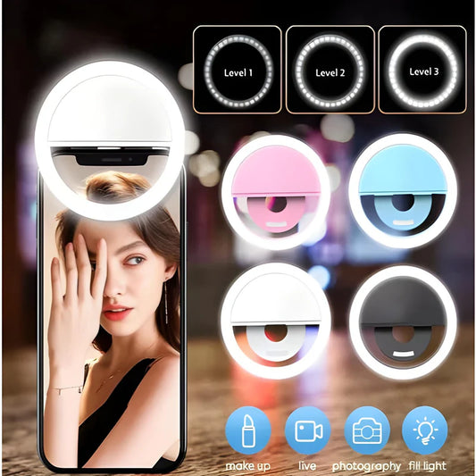 Rechargeable Mini Mobile Selfie LED Ring Light