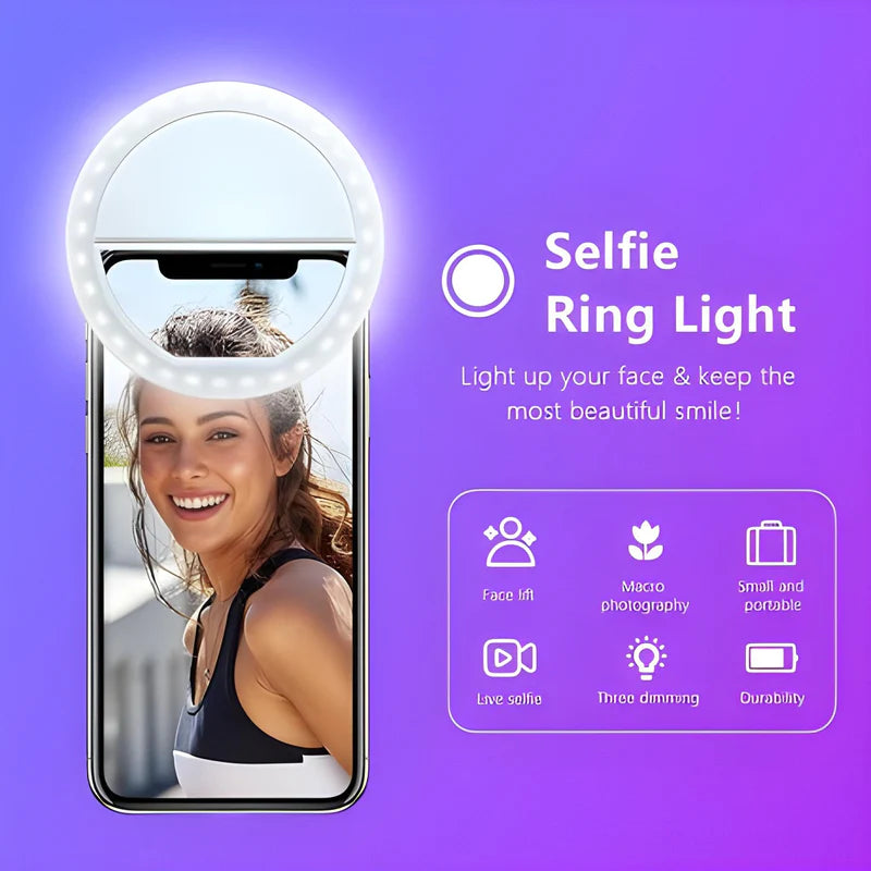 Rechargeable Mini Mobile Selfie LED Ring Light