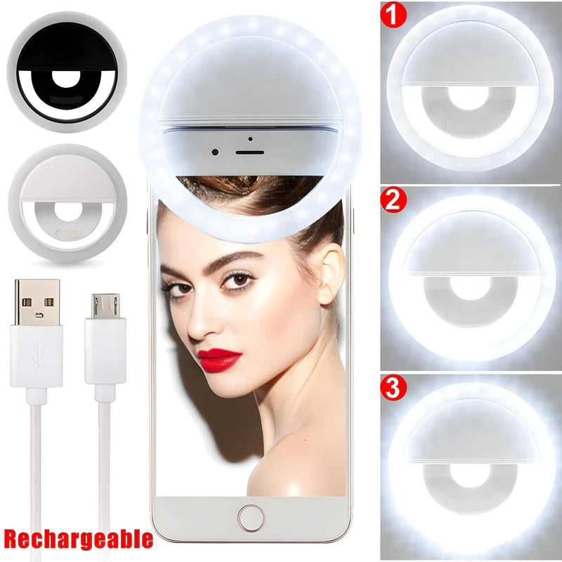 Rechargeable Mini Mobile Selfie LED Ring Light
