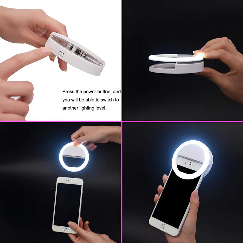 Rechargeable Mini Mobile Selfie LED Ring Light