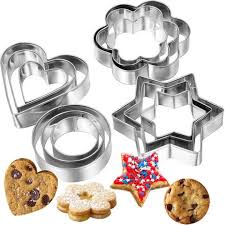 Cookies Pastry Fruit Cutters 12 Pcs Stainless Steel Cookie Cutter Heart Star Circle Flower Shaped Molds